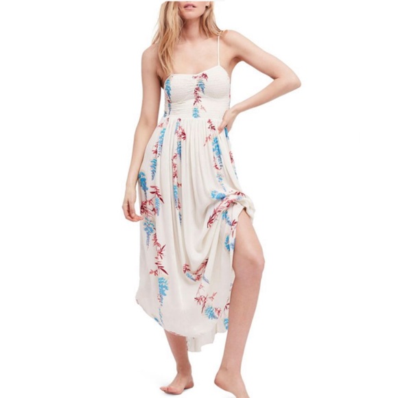 Free People NWT Women Printed Ivory Maxi Dress S/M - Picture 3 of 8